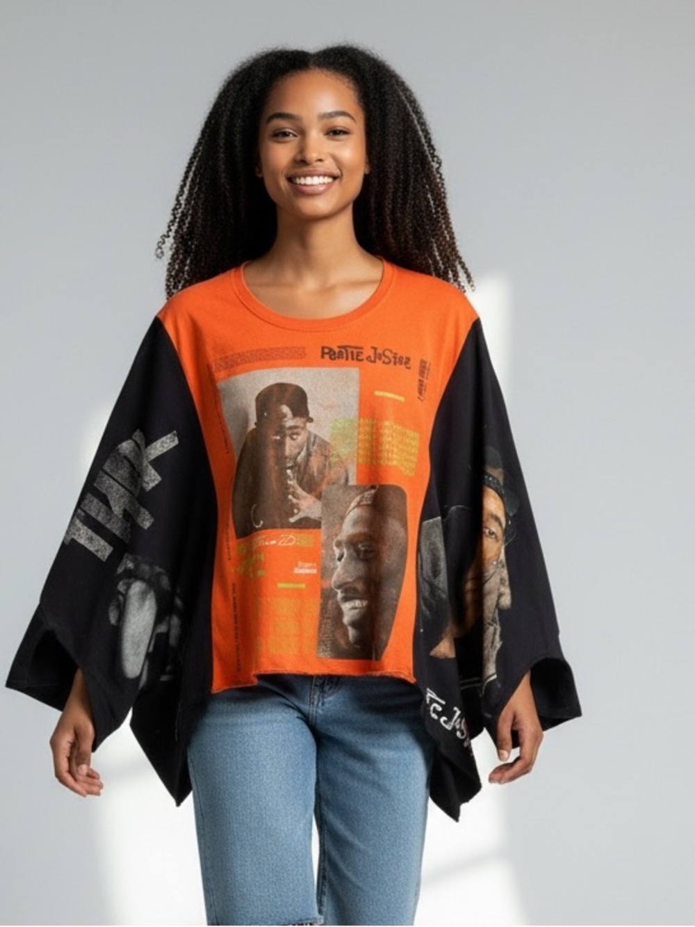 TUPAC TRIPLE Band T Boho Handmade One of a Kind Upcycle Festival CONCERT OS